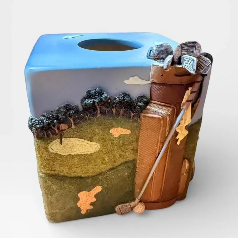 Collectible Golf-Themed Resin Tissue Box Cover DD Golf Course Decor